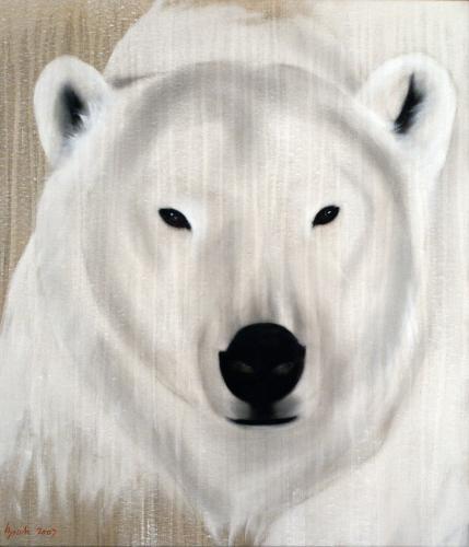 POLAR BEAR-1   Animal painting, wildlife painter.Dogs, bears, elephants, bulls on canvas for art and decoration by Thierry Bisch 